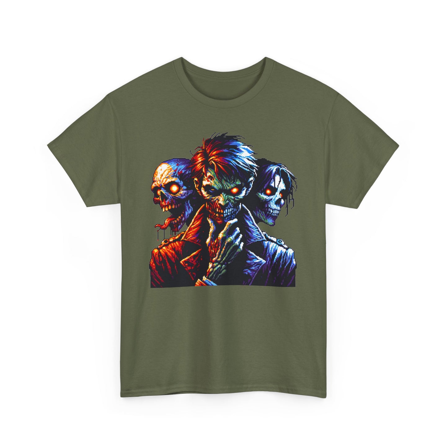 80's Pixelated Zombie Halloween Short Sleeve Tee Shirt