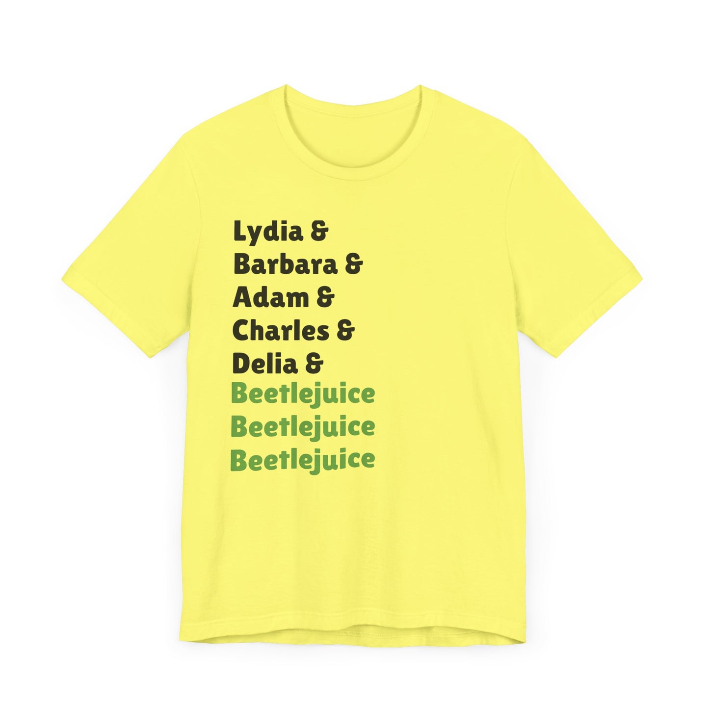 Beetlejuice Characters List Short Sleeve Tee Shirt - A Quirky Tribute to a Classic