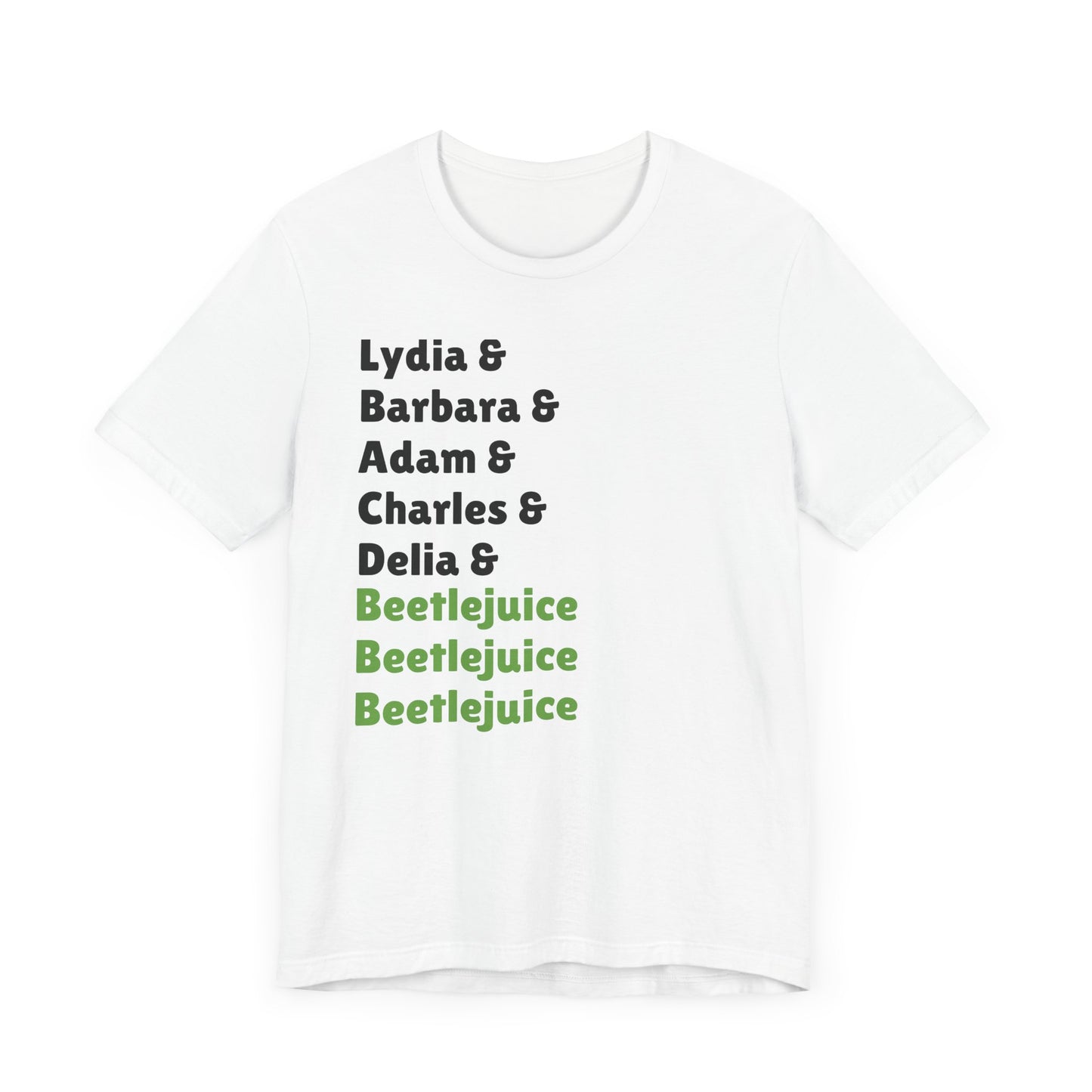 Beetlejuice Characters List Short Sleeve Tee Shirt - A Quirky Tribute to a Classic