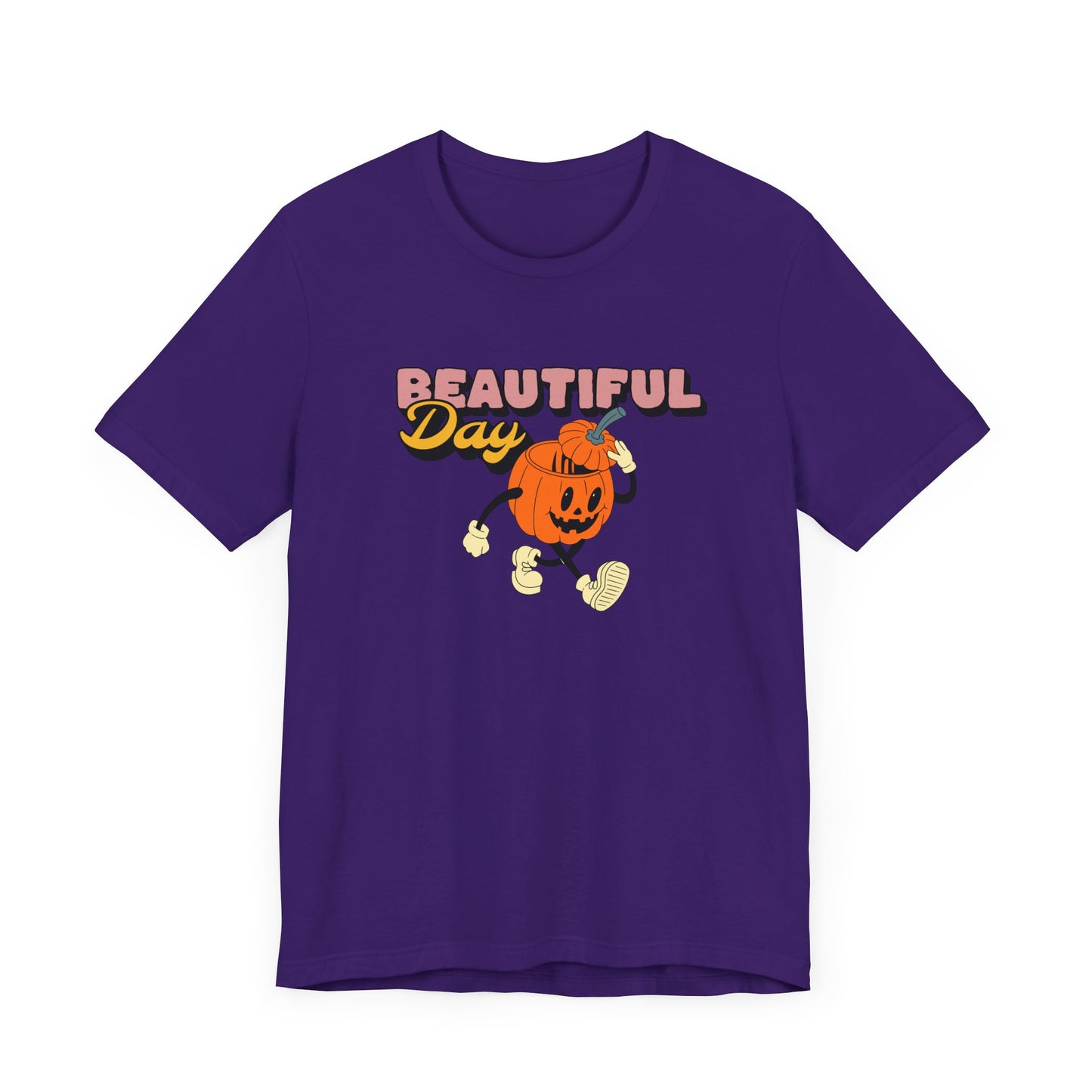 Beautiful Day Halloween Pumpkin Short Sleeve Tee Shirt - Celebrate the Magic of Fall