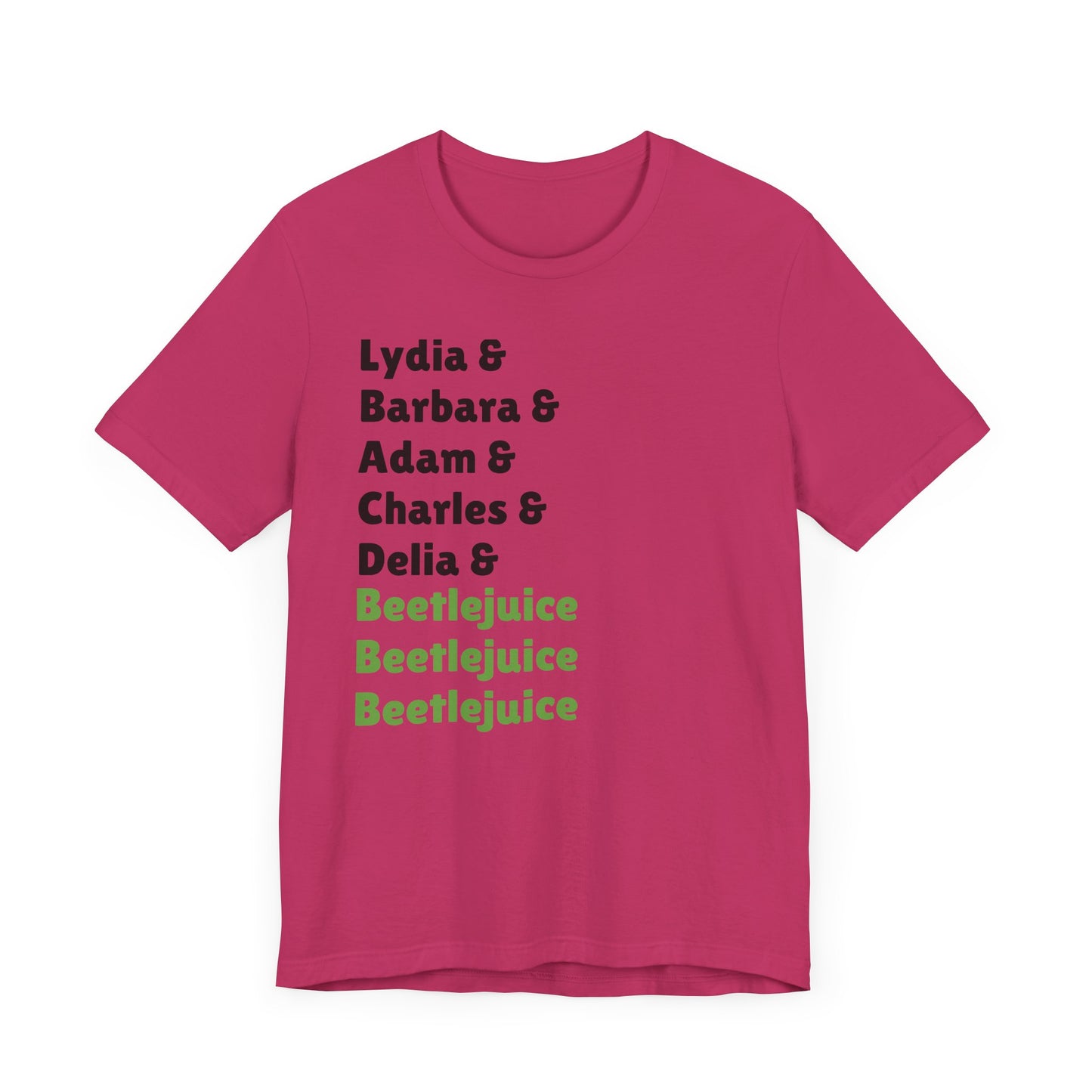 Beetlejuice Characters List Short Sleeve Tee Shirt - A Quirky Tribute to a Classic