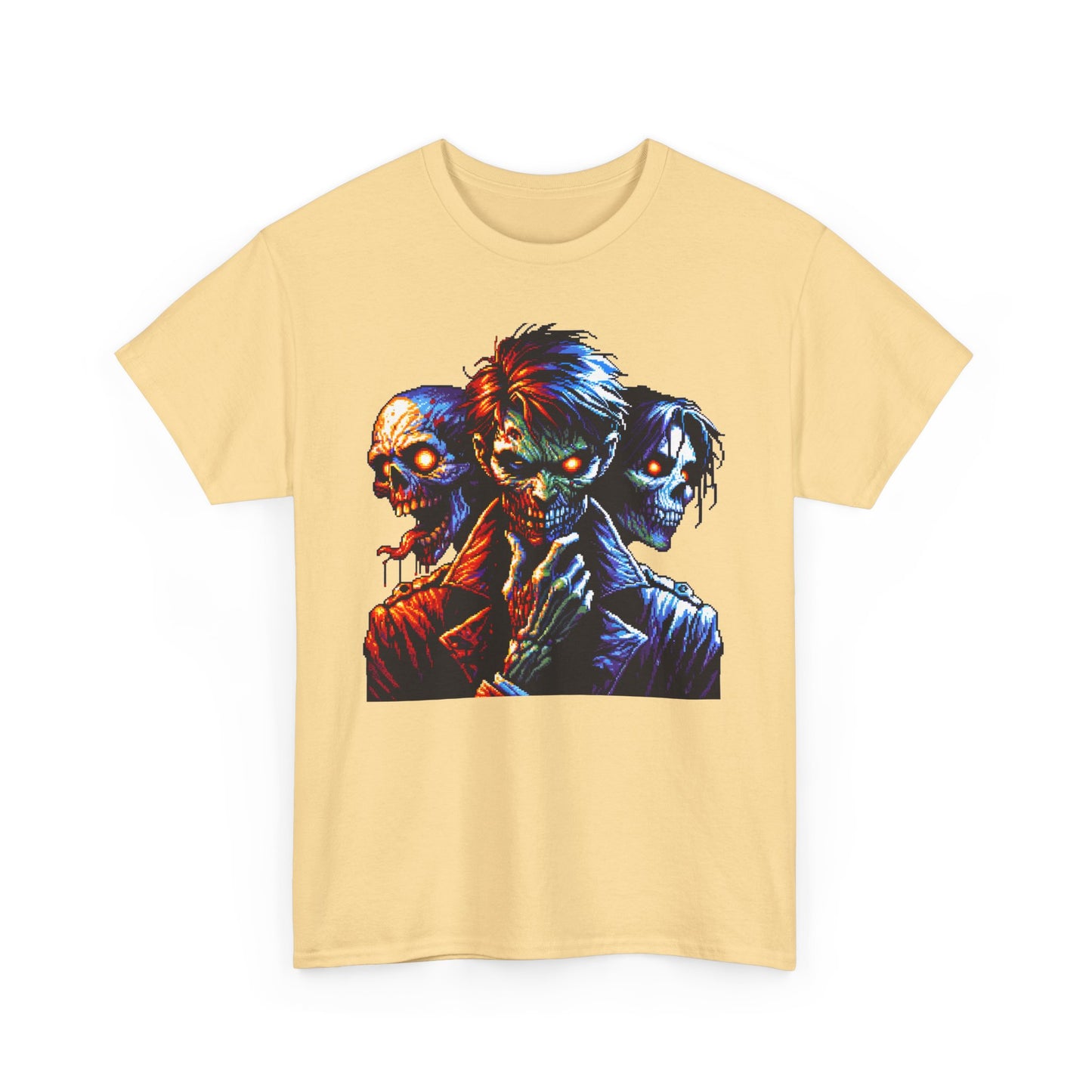 80's Pixelated Zombie Halloween Short Sleeve Tee Shirt