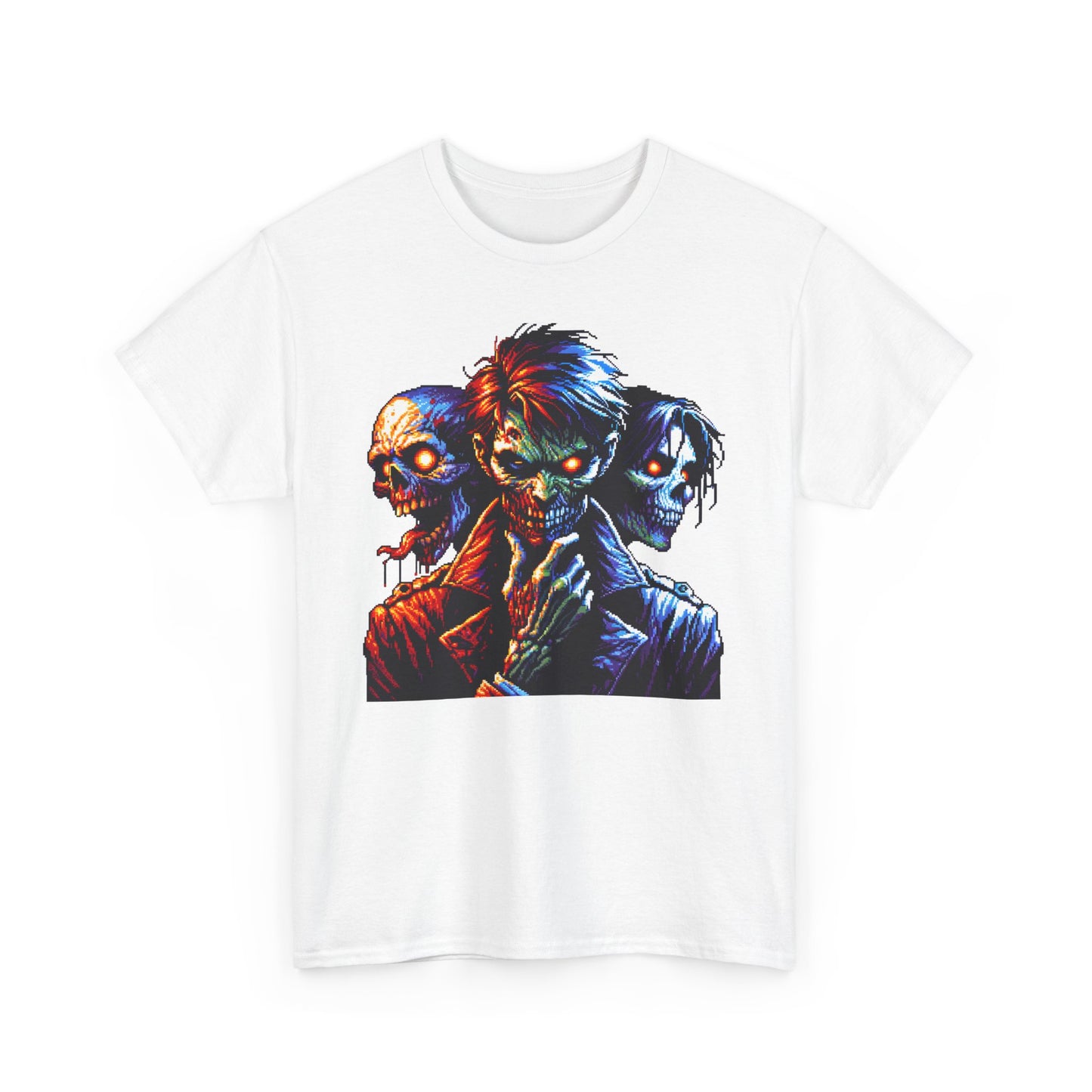 80's Pixelated Zombie Halloween Short Sleeve Tee Shirt