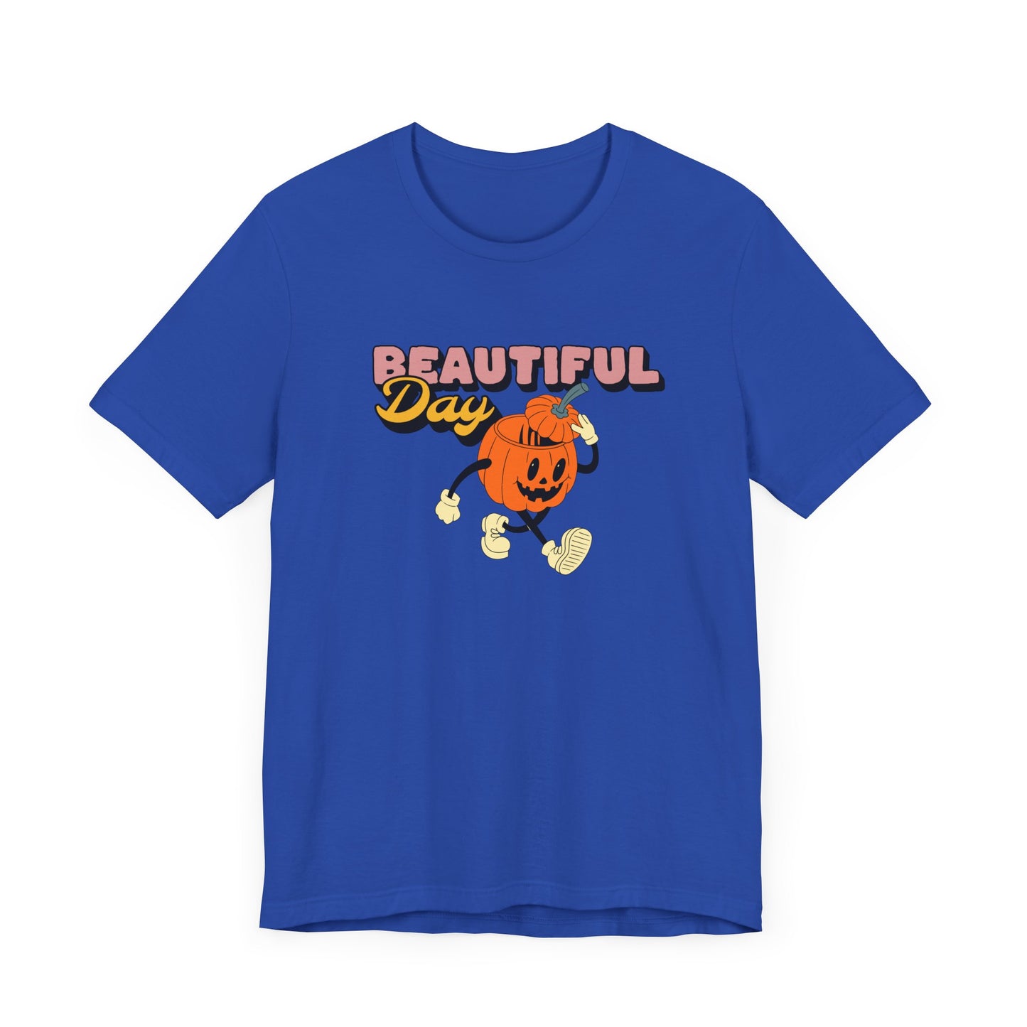 Beautiful Day Halloween Pumpkin Short Sleeve Tee Shirt - Celebrate the Magic of Fall