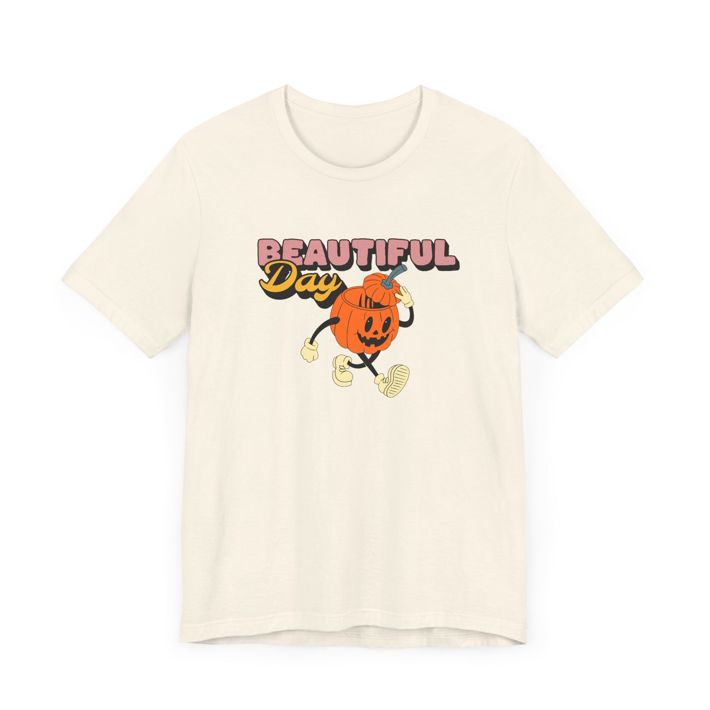 Beautiful Day Halloween Pumpkin Short Sleeve Tee Shirt - Celebrate the Magic of Fall