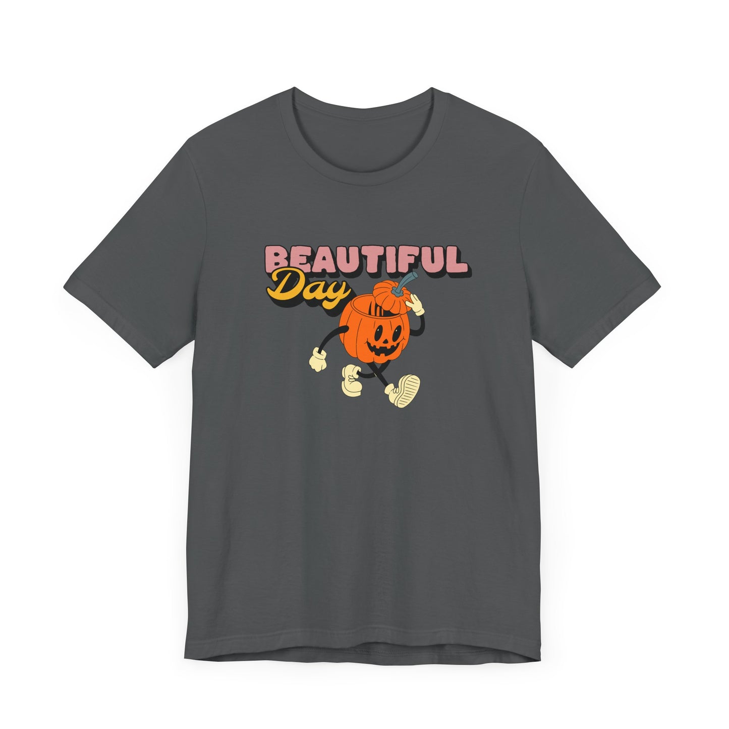 Beautiful Day Halloween Pumpkin Short Sleeve Tee Shirt - Celebrate the Magic of Fall