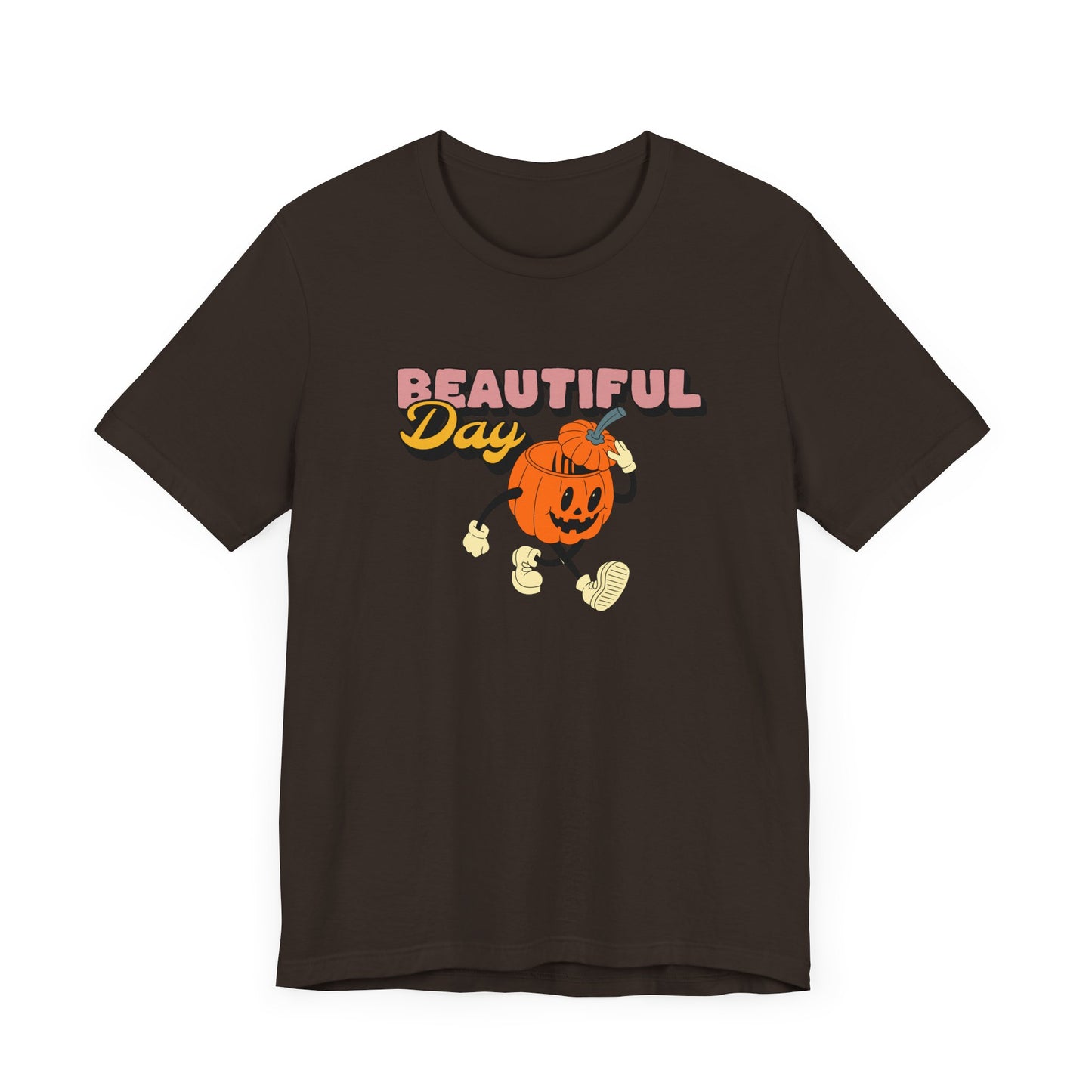 Beautiful Day Halloween Pumpkin Short Sleeve Tee Shirt - Celebrate the Magic of Fall