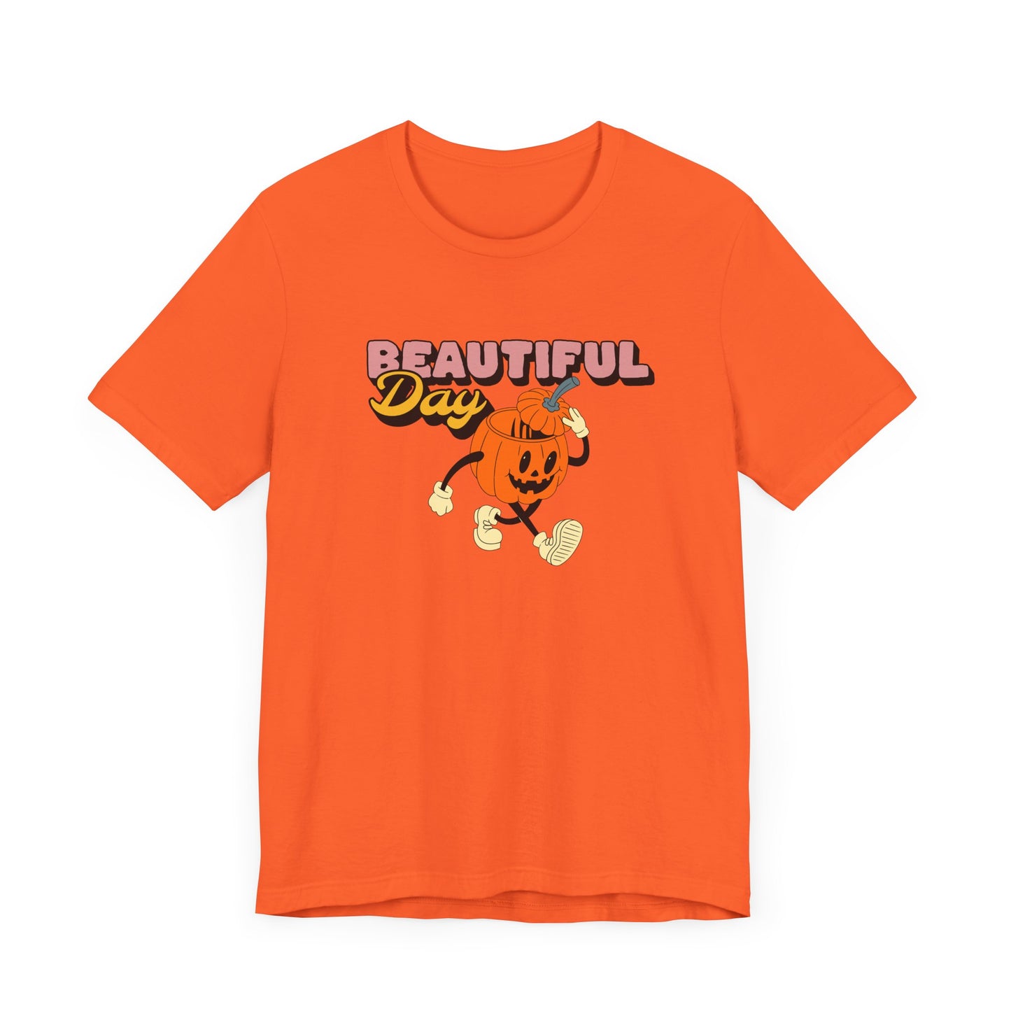 Beautiful Day Halloween Pumpkin Short Sleeve Tee Shirt - Celebrate the Magic of Fall