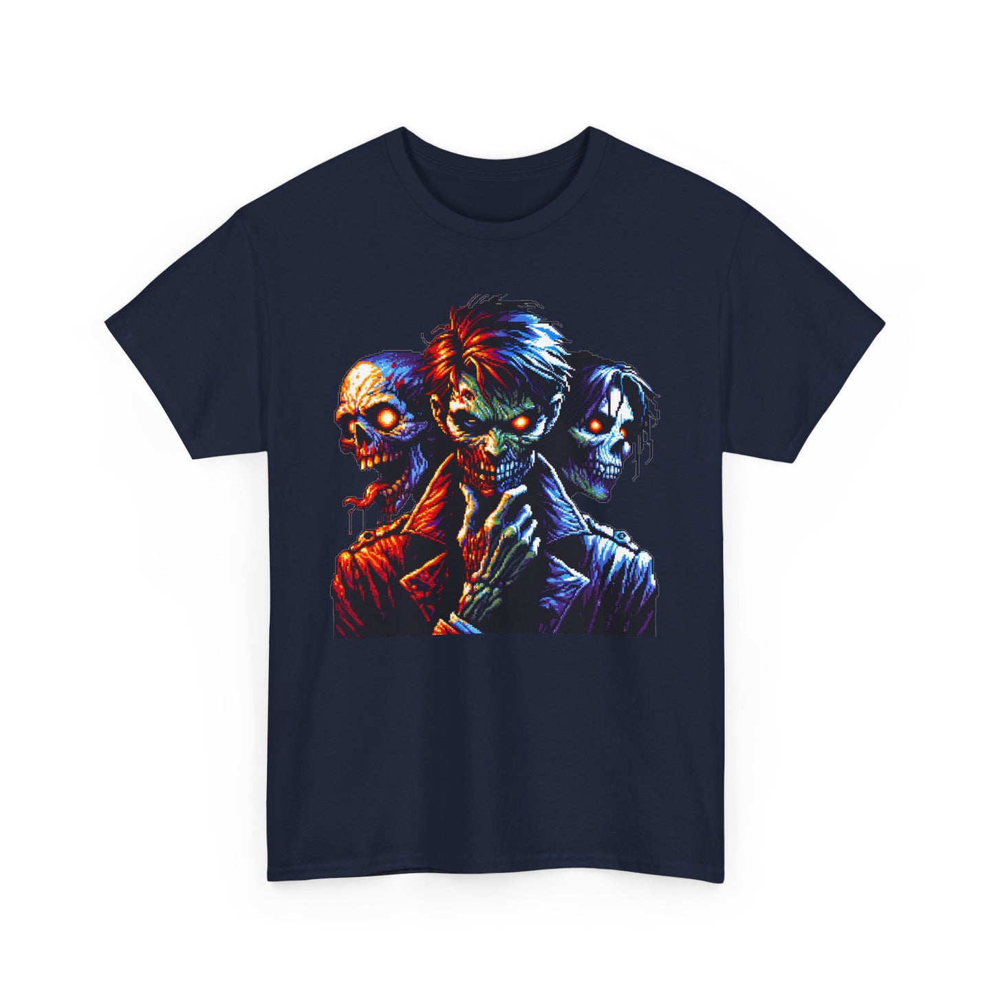 80's Pixelated Zombie Halloween Short Sleeve Tee Shirt