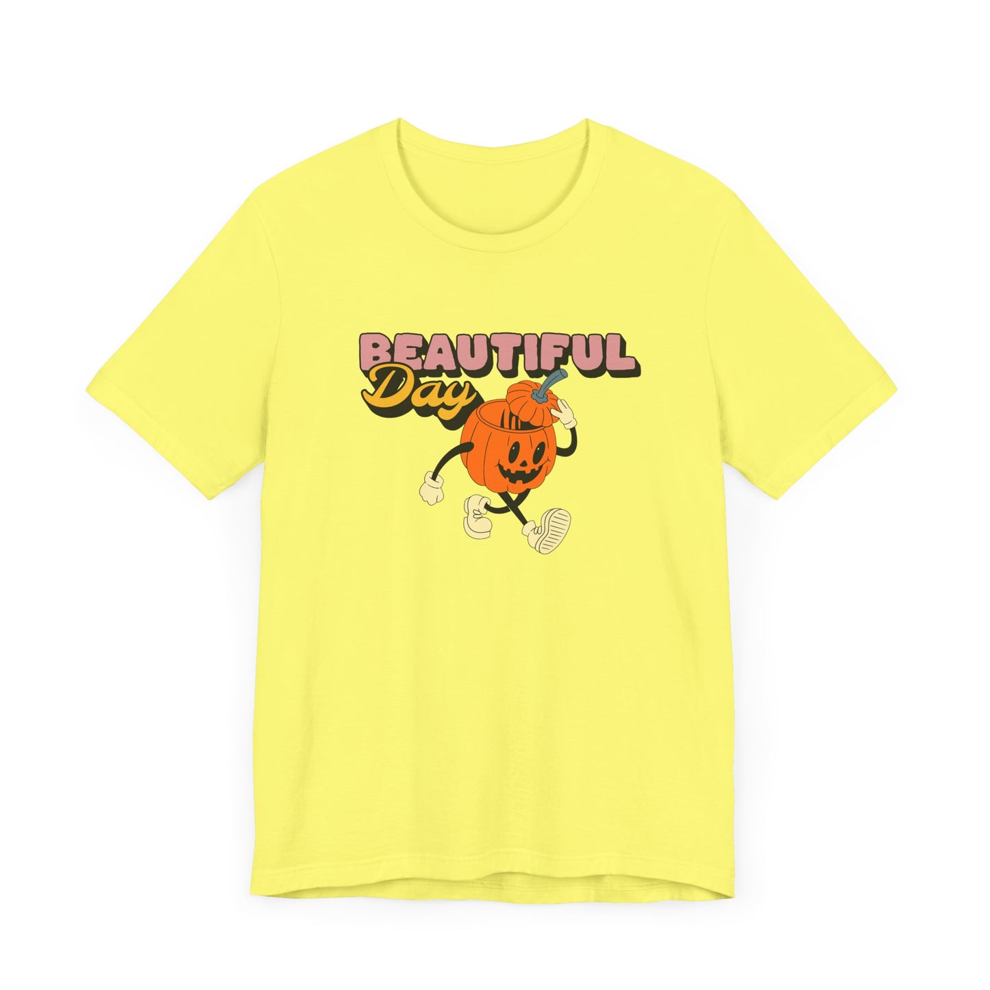 Beautiful Day Halloween Pumpkin Short Sleeve Tee Shirt - Celebrate the Magic of Fall