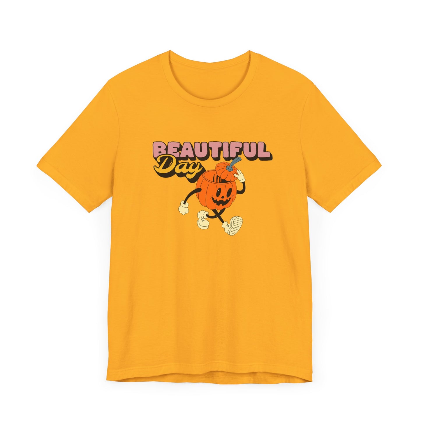 Beautiful Day Halloween Pumpkin Short Sleeve Tee Shirt - Celebrate the Magic of Fall